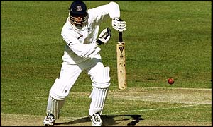 Richard Montgomerie plays a forcing stroke