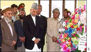 Afghan leader at Ahmad Shah Massoud grave