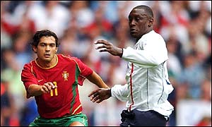 Heskey started on the left for England