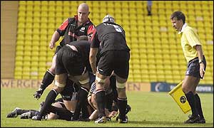 The touch judge looks on during the incident