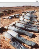 Iraqi R400 bombs from the Gulf War, capable of chemical/biological use