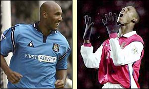 Nicolas Anelka appears to be enjoying his football at Maine Road