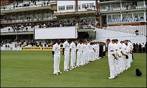 Surrey and Sussex held a two-minute silence for Ben Hollioake and Umer Rashid in April