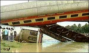 Indian train carriage after derailment