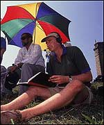 Jonathan Agnew watched the action from afar