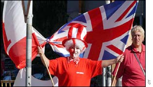 A demonstrator at Gibraltar's national day celebrations