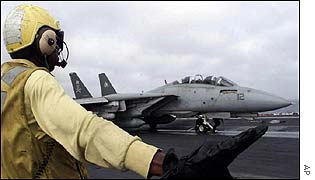 US F14 aircraft on carrier in Arabian sea