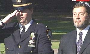 Lieutenant Frank Dwyer from the New York Police Dept, left and Home Secretary David Blunkett