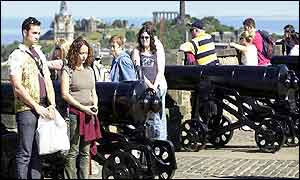 Tourists at Edinburgh Castle