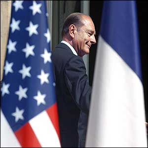 French President Jacques Chirac at the US embassy in Paris