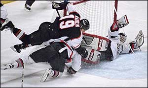 Sabres goalie Dominik Hasek and his team-mates are facing an uncertain future.