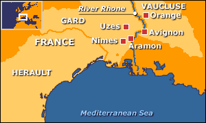 Map showing flooded areas