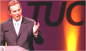 Prime Minister Tony Blair at the TUC conference