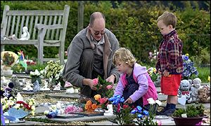 Family at the cemetery