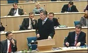 Finance Minister Andy Kerr in parliament