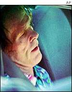 Nick Nolte in the back of a highway patrol car after he was arrested by California Highway Patrol officers Wednesday afternoon, Sept. 11, 2002 