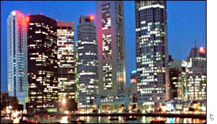 Singapore skyline at dusk
