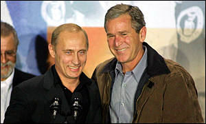 Vladimir Putin and George Bush