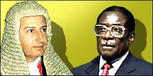 Zimbabwe's chief justice Anthony Gubbay and President Robert Mugabe
