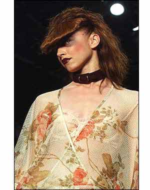 Model wearing a creation by designer Boyd's spring/summer 2003 collection