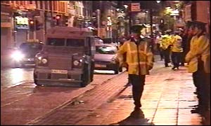 Police on night patrol in Londonderry