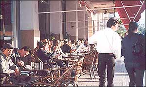 A pavement cafe in Morocco