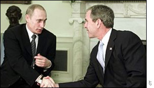 Russian President Vladimir Putin (left) and US President George W Bush