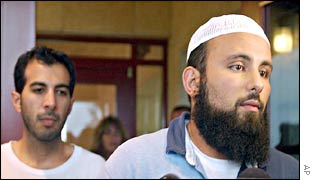 Omer Choudhary (l) and Ayman Gheith (r) after their release