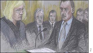 Artist's drawing of inquest into Stuart Lubbock's death