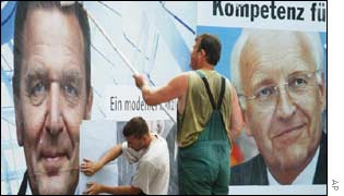 Posters of Gerhard Schroeder and Edmund Stoiber
