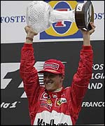 Michael Schumacher celebrates another drivers' title