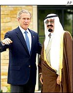 US President George W Bush (left) and Saudi Crown Prince Abdullah