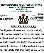 Nigerian press release