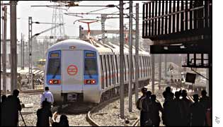 Delhi's metro train begins its first trial run