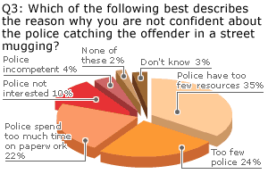 Which of the following best describes the reason why you are not confident about the police catching the offender in a street mugging?