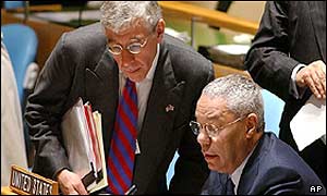 UK Foreign Secretary Jack Straw (left) and US Secretary of State Colin Powell