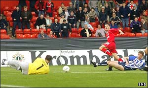 Young shot straight at the keeper when clean through