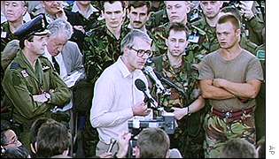 John Major addresses troops in Saudi Arabia during the Gulf War