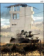 Israeli tank, West Bank 