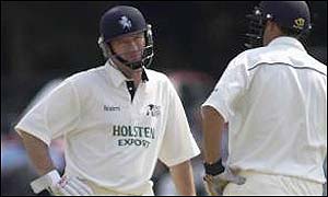 Steve Waugh talks things over in the middle