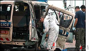 Police van after suicide attack