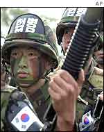 South Korean soldiers prepare to enter the DMZ