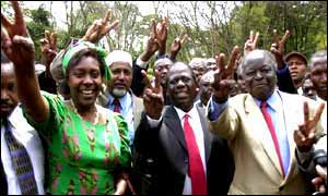 Kenya's three opposition leaders: Ngilu, Wamalwa, Kibaki