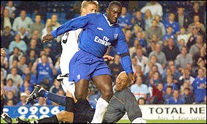 Jimmy Floyd Hasselbaink enjoys a goal-scoring return for Chelsea
