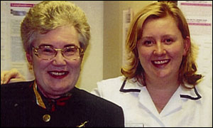 Carys Jones and Macmillan lymphoedema nurse Melanie Lewis
