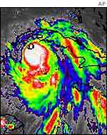 Satellite map showing Hurricane Isidore