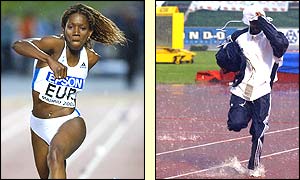 Ashia Hansen takes second in the triple jump in torrential rain in Madrid