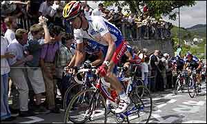 David Millar takes on the mountains during the Tour de France