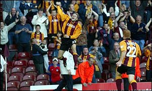 Michael Proctor celebrates his equaliser