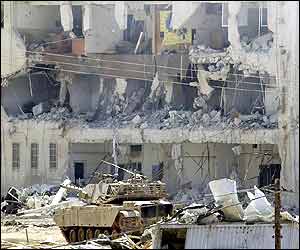 The ruins inside the Ramallah compound
